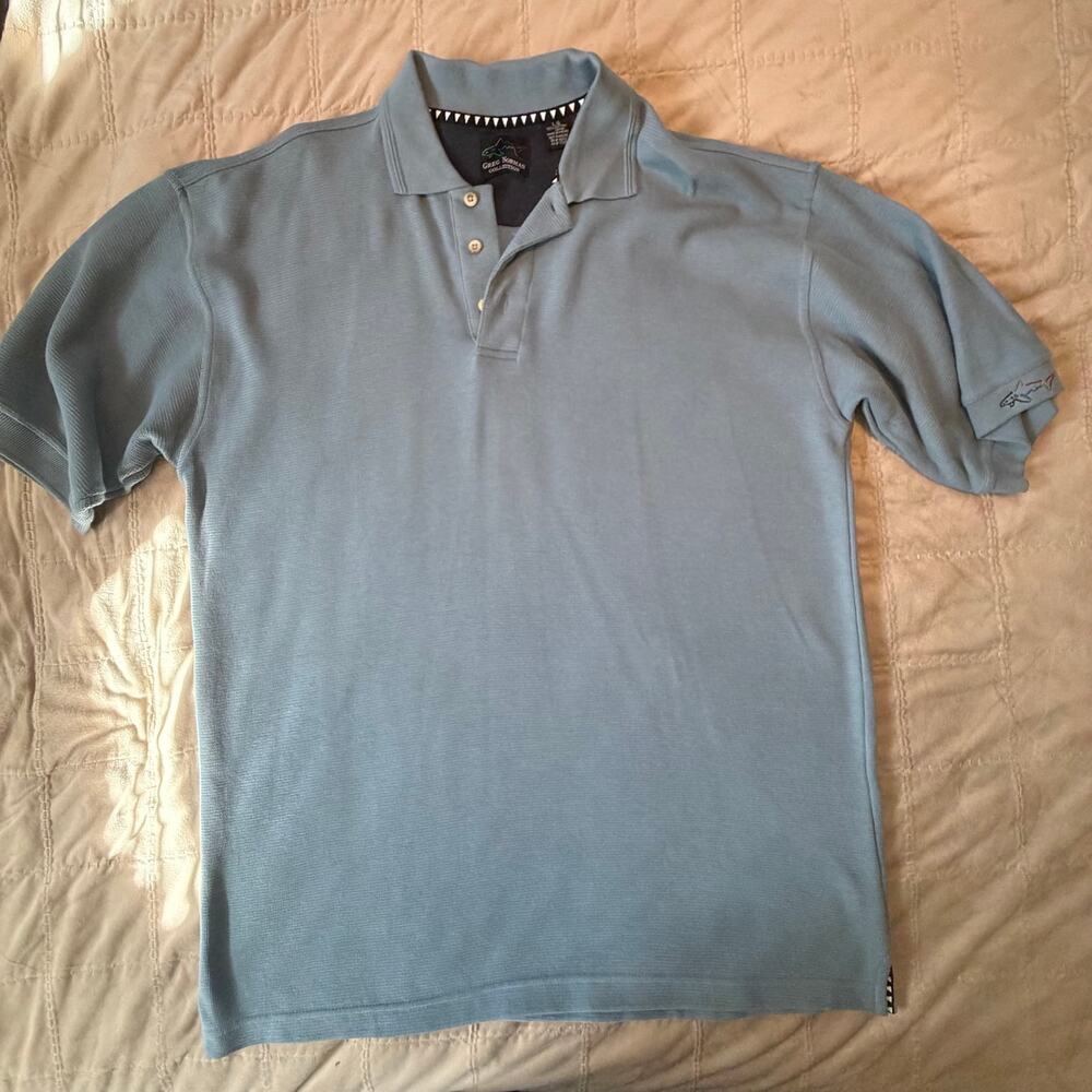 Greg Norman Collection Men’s Blue Polo Shirt Size Large 100% Cotton Golf